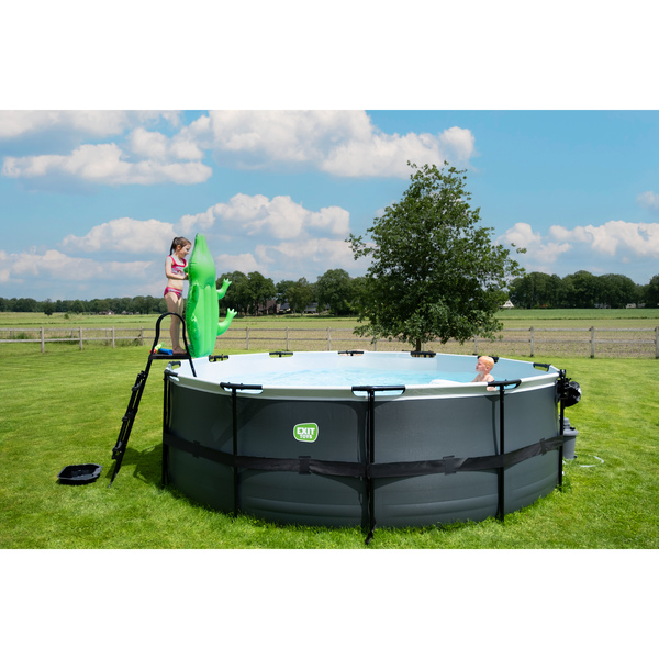 Piscine Black Leather 450x122cm avec pompe filtrante sable - noir