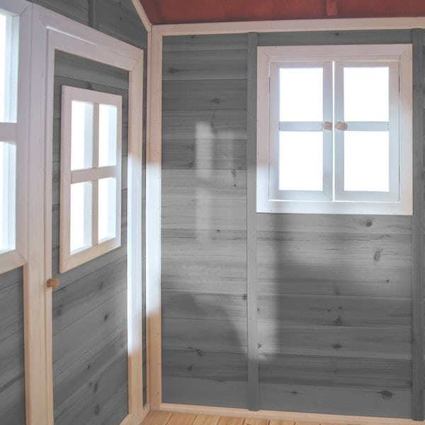 Maison en bois Loft 300 grise avec toboggan