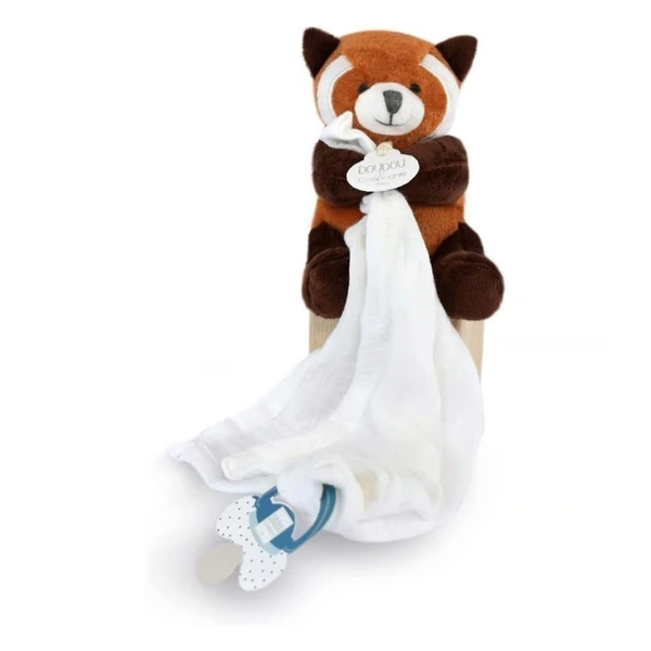 Doudou attache sucette peluche panda roux - Unicef