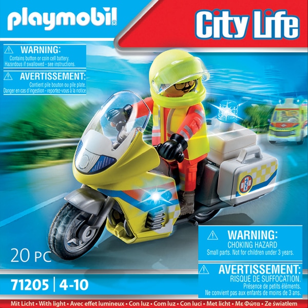 PLAYMOBIL - City Life - Pilote et moto - Moto avec motard équipé