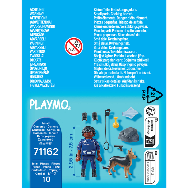 71162 - Playmobil Spécial Plus - Policier et chien de recherche