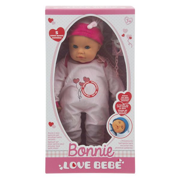 Poupon en pyjama rose interactif Bonnie 48 cm