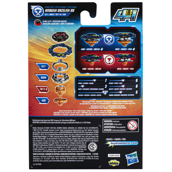 Starter Pack Beyblade Burst QuadStrike - Toupie Ambush Bazilisk B8