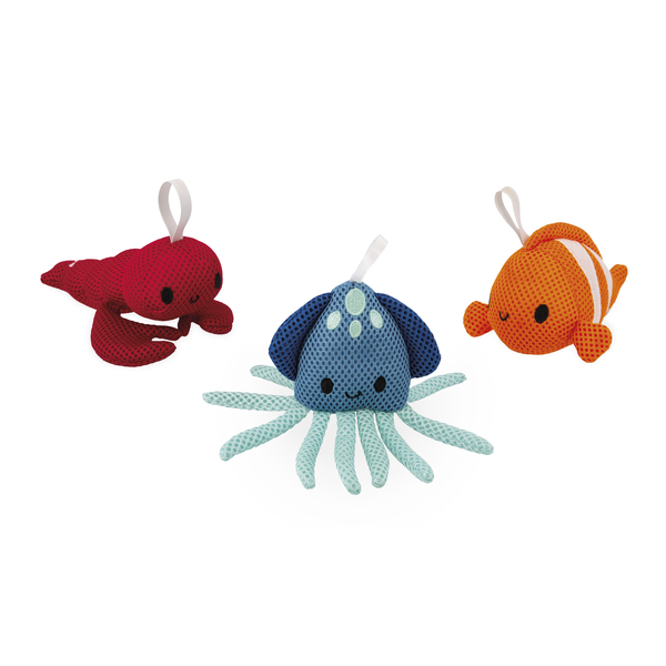  Set de 3 éponges de bain animaux marins