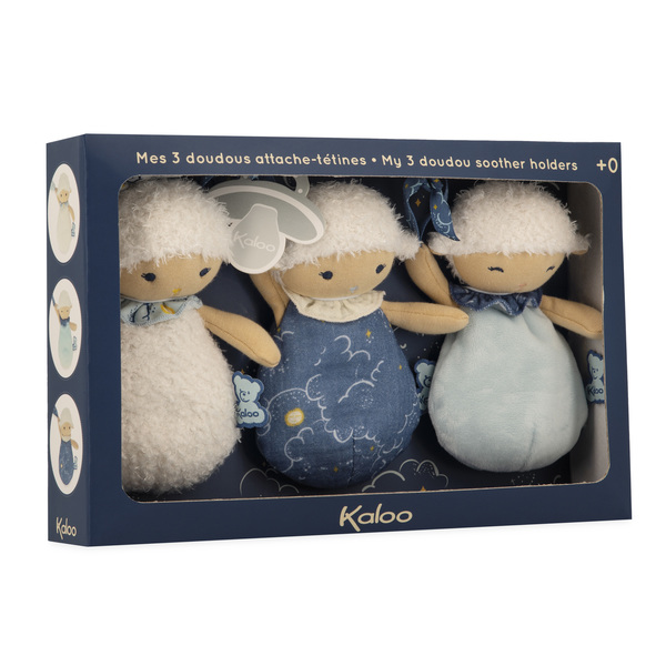 Set de 3 doudous attache tétines moutons - Doux sommeil