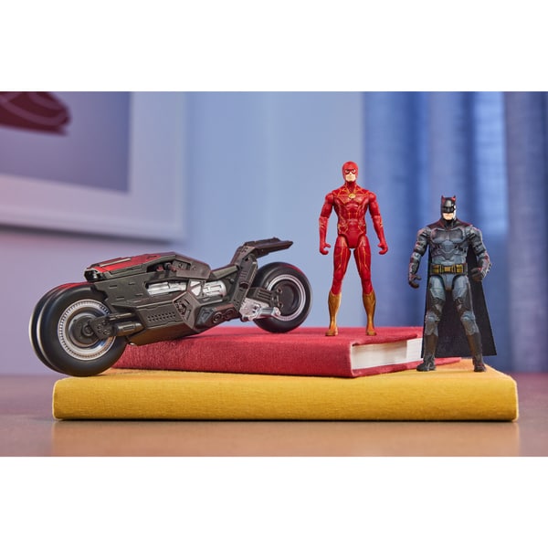 DC Comics - Coffret Moto Batcycle et 2 Figurine 10 cm - Flash et Batman -  Dès 4 ans