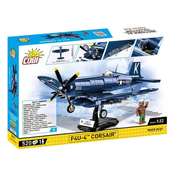 Set de construction Cobi – Avion militaire Vought Corsair F4U-4 (520 pièces)