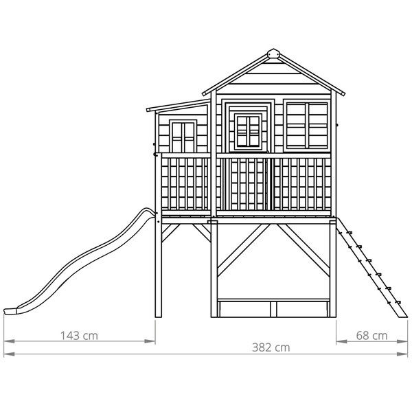 Maison en bois Loft 550 avec bac à sable et toboggan