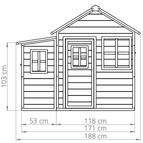 Maison en bois Loft 550 rouge avec bac à sable et toboggan