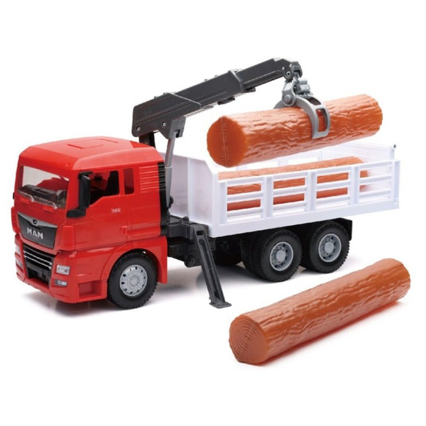 Camion MAN TGX XL rouge et grue de déchargement 1/18