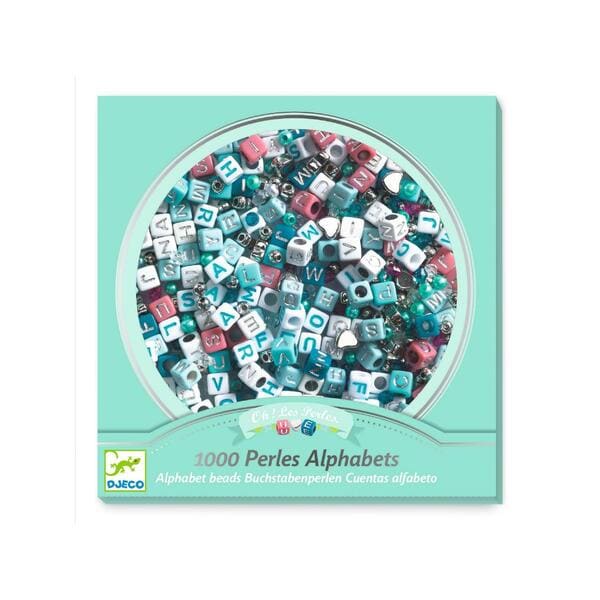 Perles alphabets argent/bleu x1000