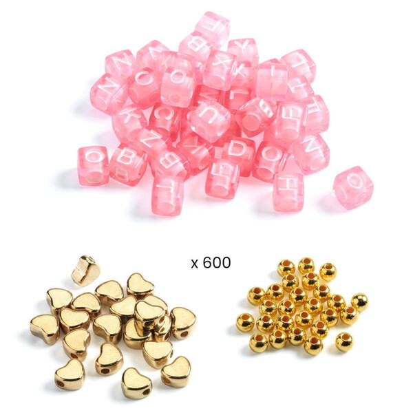 Perles alphabets or/jaune x1000