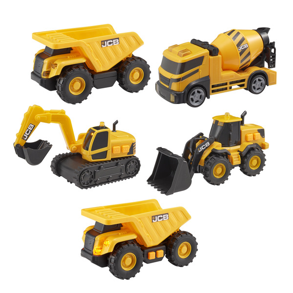 Coffret 5 véhicules de chantier JCB