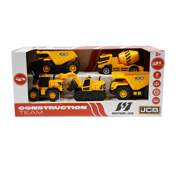 Coffret 5 véhicules de chantier JCB