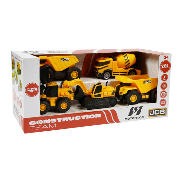 Coffret 5 véhicules de chantier JCB