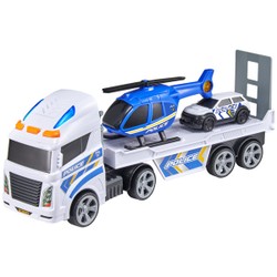 Camion de transport police - hélicoptère et voiture de police