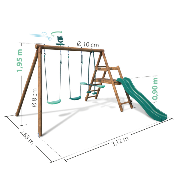 Aire de jeux en bois avec toboggan Figue