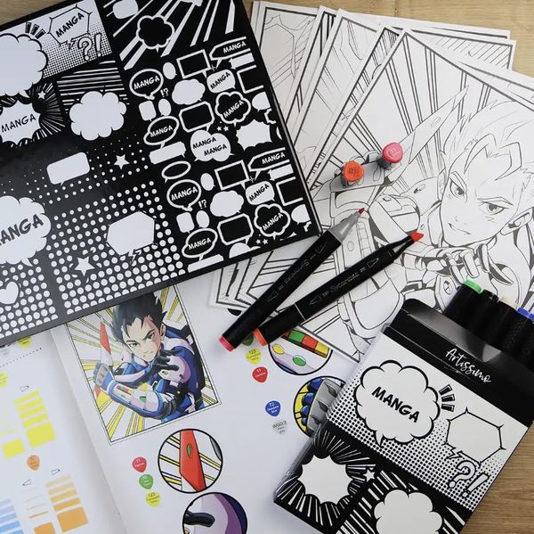 Coffret créatif Layout et marqueurs Manga Garçon