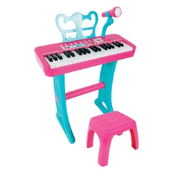 Piano électronique rose sur pied avec tabouret