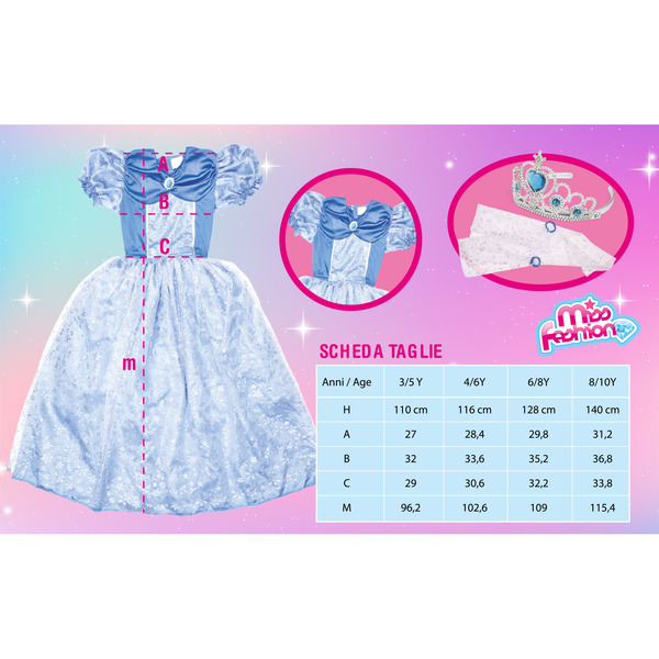 Déguisement de princesse bleu avec accessoires 3/5 ans