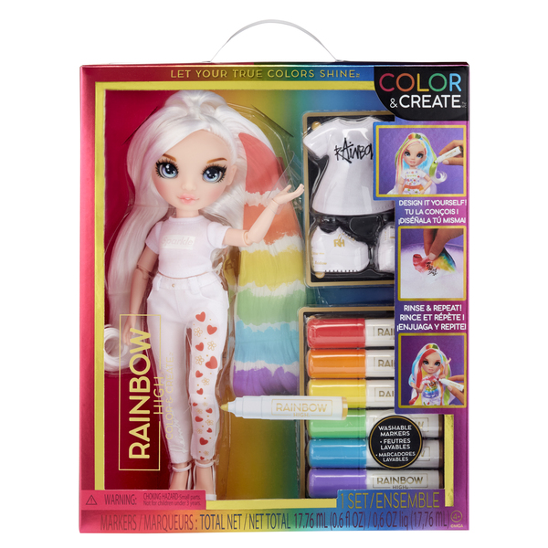 Poupée Rainbow High Air Brush & Create - Kit Créatif Avec Aérographe Et Marqueurs Lavables, Mannequin à Personnaliser