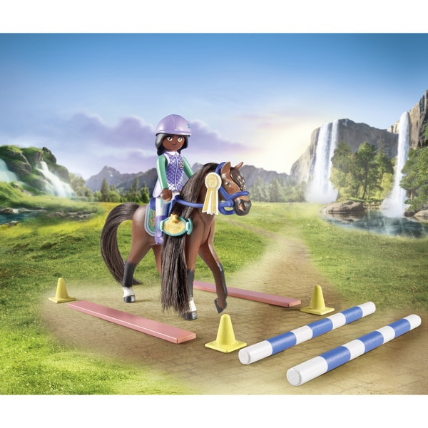 71355 – Playmobil Horses of Waterfall – Zoe & Blaze avec parcours d’obstacles