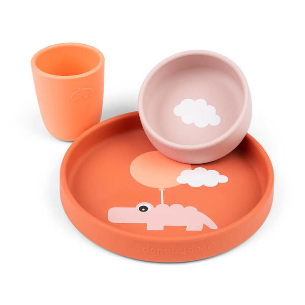 Kit de vaisselle pour enfant en silicone 3 pièces - Happy Clouds