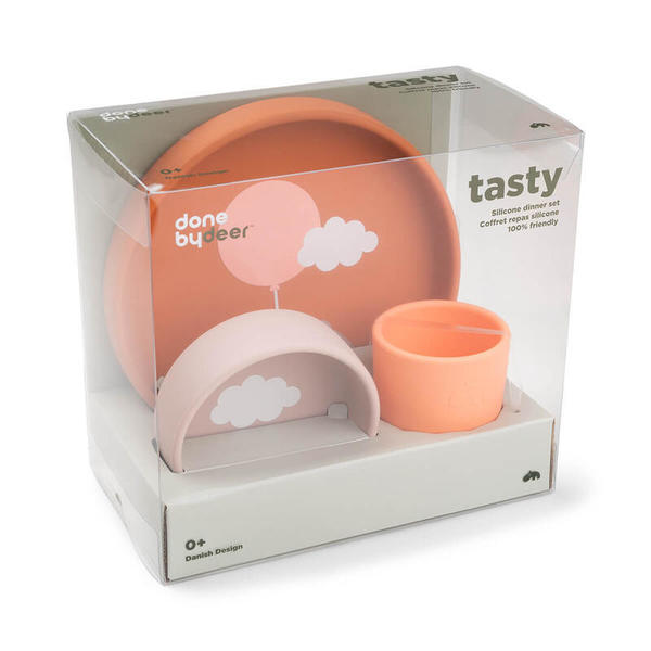 Kit de vaisselle pour enfant en silicone 3 pièces - Happy Clouds