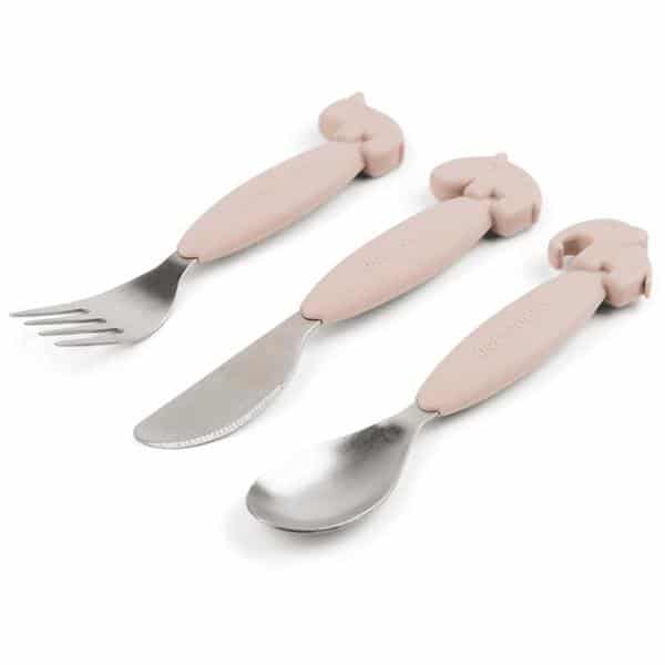 Couvert pour enfant Easy grip en silicone 3 pièces - Rose