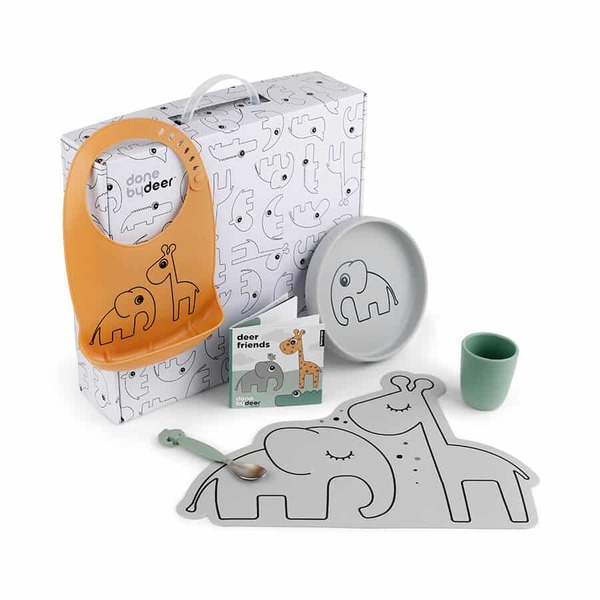 Coffret repas pour enfant en silicone - Gris