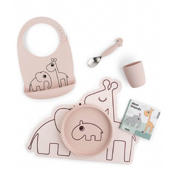 Coffret repas pour enfant en silicone - Rose