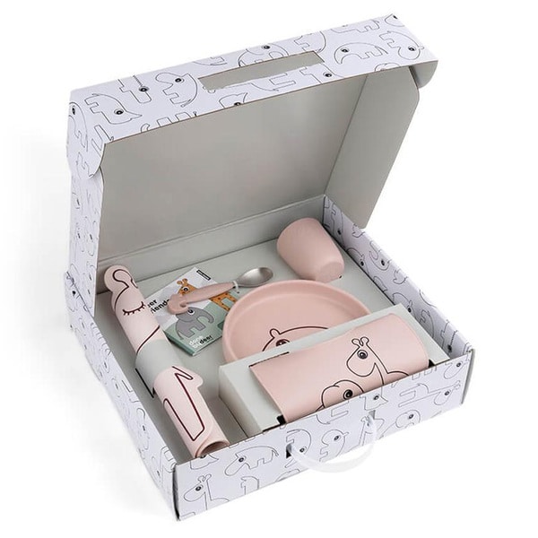 Coffret repas pour enfant en silicone - Rose