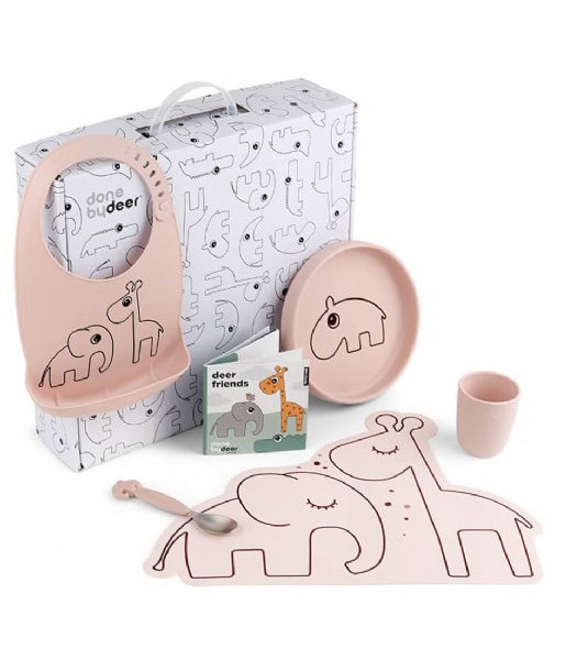 Coffret repas pour enfant en silicone - Rose