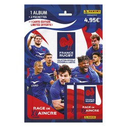 Starter pack XV de France rugby - Album avec 2 pochettes stickers et 1 carte