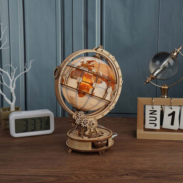 Puzzle en bois 3D - Globe terrestre lumineux