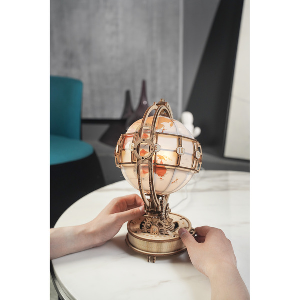 Puzzle en bois 3D - Globe terrestre lumineux