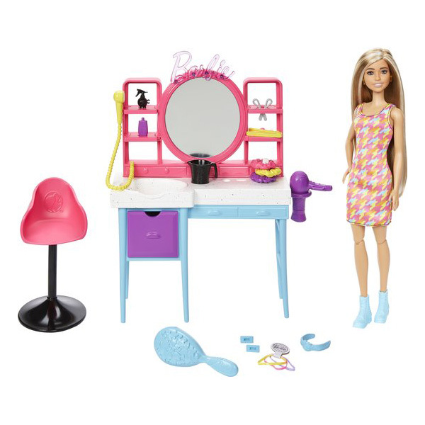 Salon de Coiffure - Barbie Mattel : King Jouet, Barbie et poupées mannequin  Mattel - Poupées Poupons