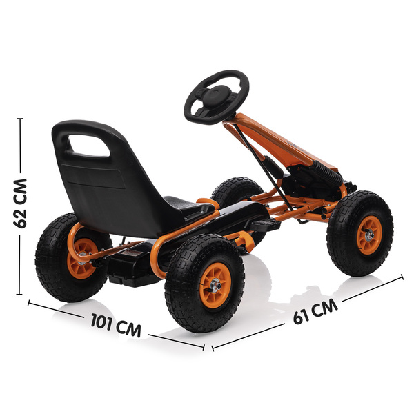 Kart à pédales en acier orange et noir