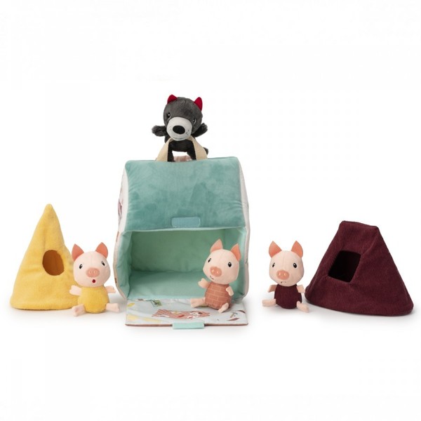 Maison du loup et des 3 petits cochons en tissu