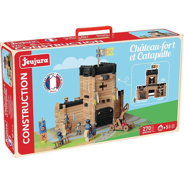 Château-fort et catapulte en bois - 270 pièces