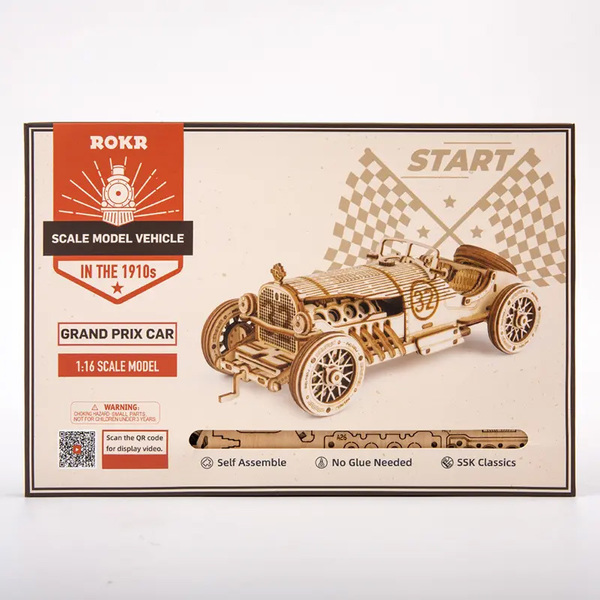 Maquette en bois Rokr - Voiture "Grand prix car" 1/16