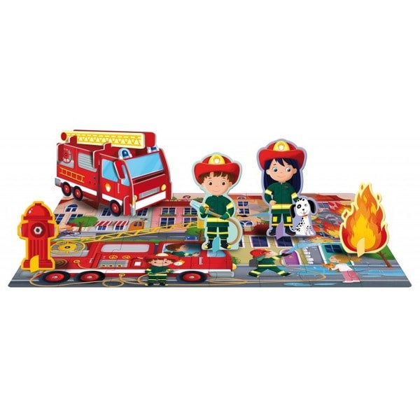 Q-Box Pompiers - Livre puzzle et 4 figurines