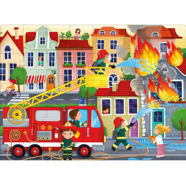 Q-Box Pompiers - Livre puzzle et 4 figurines