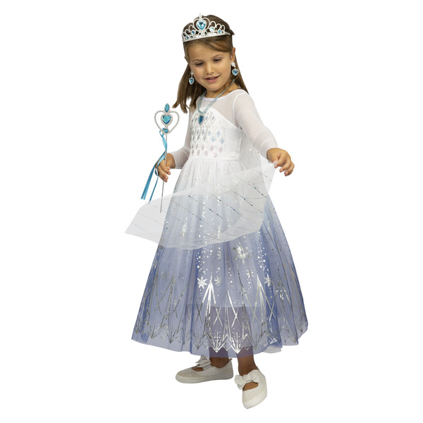 Déguisement de princesse des neiges et bijoux bleus 3/5 ans