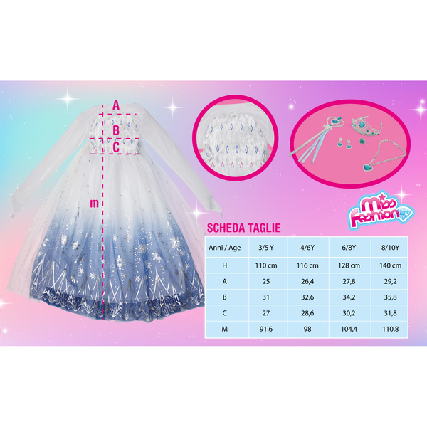 Déguisement de princesse des neiges et bijoux bleus 4/6 ans