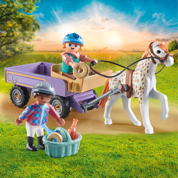 71496 - Playmobil Horses of Waterfall - Enfants avec calèche et poney