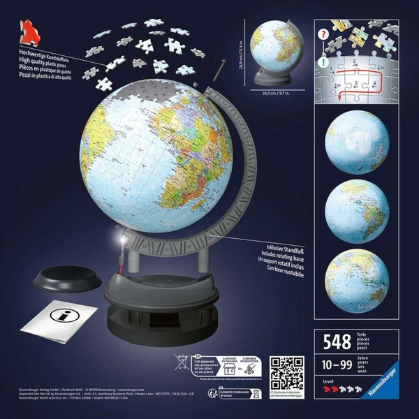 PUZZLE 3D GLOBE ILLUMINÉPuzzle 3D Globe Terrestre Lumineux - 540 pièces