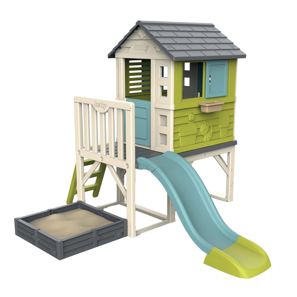 Maison Smoby Pilotis Square - aire de jeu toboggan et bac à sable