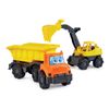 Camion benne et pelleteuse