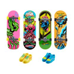 Coffret de 4 planches de Finger Skate Fluo - Hot Wheels 